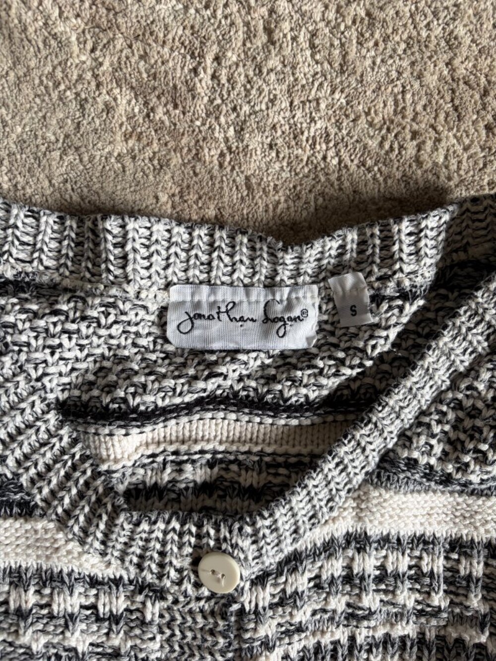 VTG 90s Jonathan Logan Striped Cotton Knit Cardigan Sweater Cottagecore Size S - Picture 6 of 9